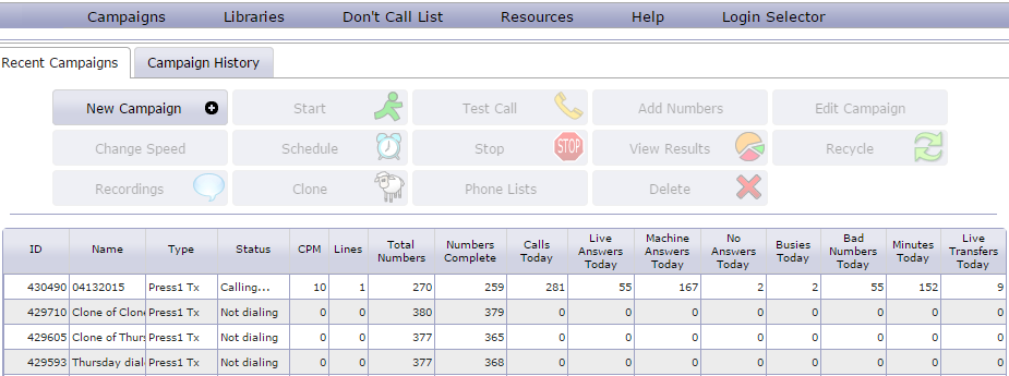 VoiceBlast Platform Screenshot
